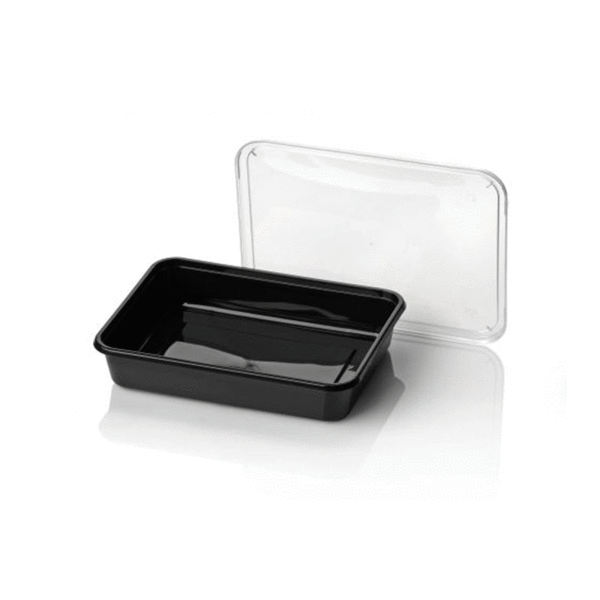 Microwave containers, rectangular, PP, Black (injection molded) 500cc