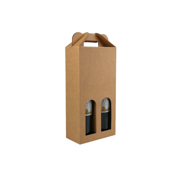 Bottlebox, brown kraft, 2 bottles "Basic Line" , with handle