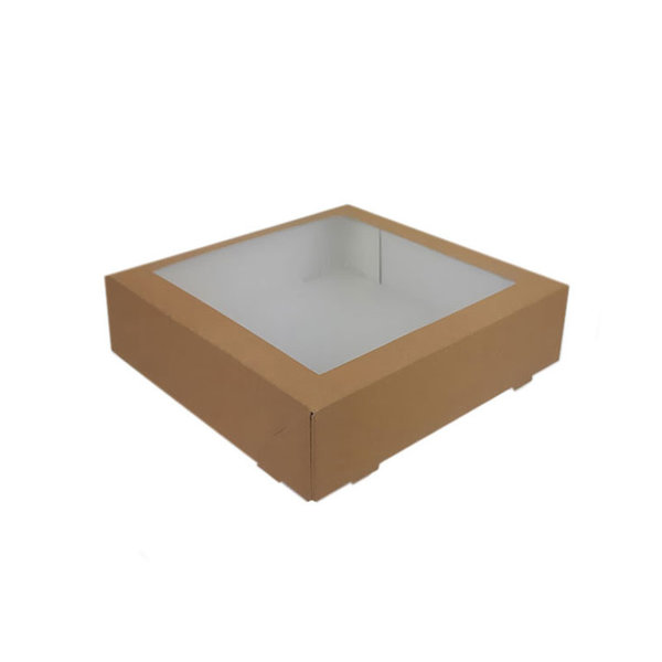 Cakebox, brown kraft, 19x19x5 cm, with window