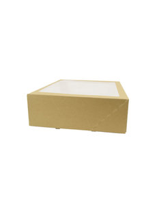  Cakebox, brown kraft,  26x26+9 cm, with window "Robuust"