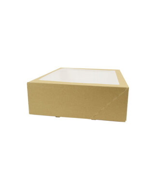 Cakebox, brown kraft,  26x26+9 cm, with window "Robuust"