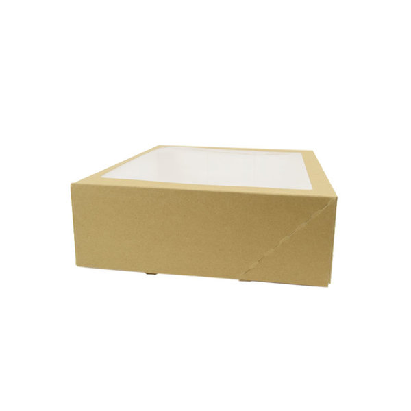Cakeboxes with window, brown kraft,  26x26+9cm "Robuust"