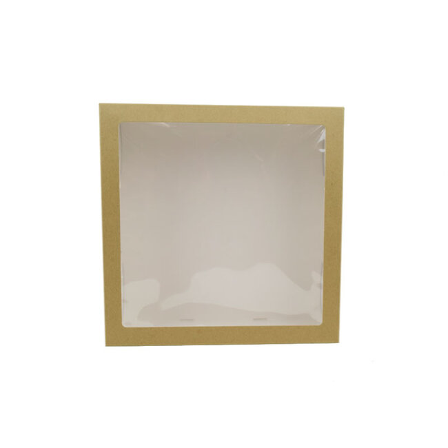 Cakeboxes with window, brown kraft,  26x26+9cm "Robuust"