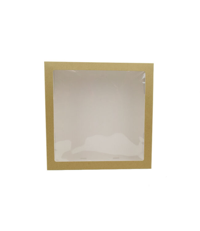 Cakeboxes with window, brown kraft,  26x26+9cm "Robuust"