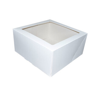 Taartdoos, 19x19x9 cm, wit, met venster