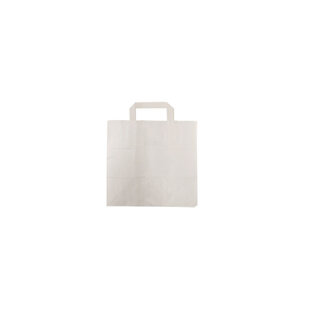 Papieren draagtassen, 32+21x27 Snacktas, wit