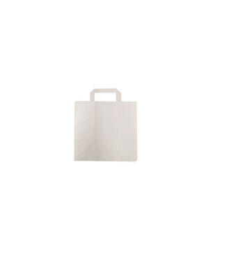 Papieren draagtassen, 32+21x27 Snacktas, wit