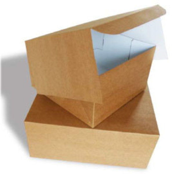 Taartdoos, 15x15x8 cm, Duplex, milieu-kraft/klep, Restant