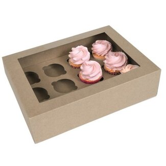 Cupcake dozen, 12 cupcakes, bruin kraft