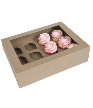 Cupcake boxes, 12 cupcakes, brown kraft
