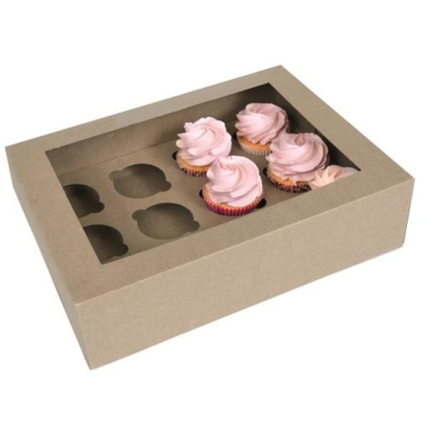 Brown kraft cupcake boxes, 12 cupcakes