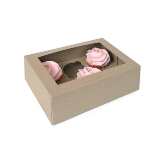 Cupcake dozen, 6 cupcakes, bruin kraft
