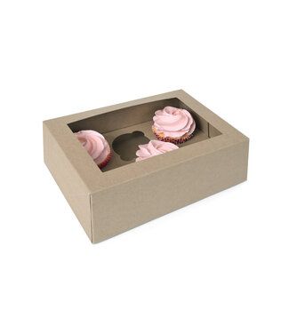 Cupcake dozen, 6 cupcakes, bruin kraft