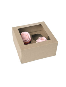  Cupcake dozen, 4 cupcakes, bruin kraft