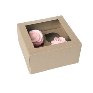 Cupcake dozen, 4 cupcakes, bruin kraft