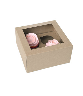 Cupcake dozen, 4 cupcakes, bruin kraft