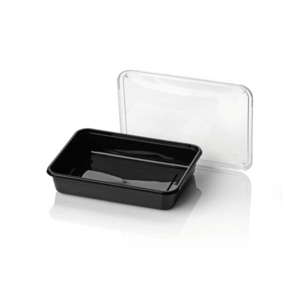 Microwave containers, rectangular, PP, Black (injection molded) 750cc  , Re-usable