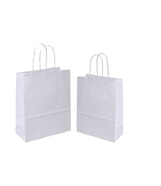 Carrying bags, 18+8x22, white, twisted handles