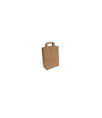 Papieren draagtassen , 18+8x22 bruin met plat handvat