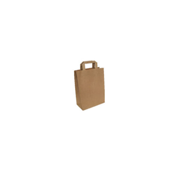 Carrier bag, 18 + 8x22 cm, brown with flat handle