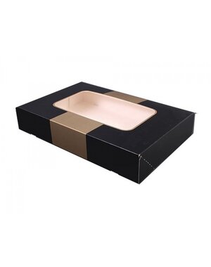  Cateringdozen, 36x25x8cm met venster, Zwart