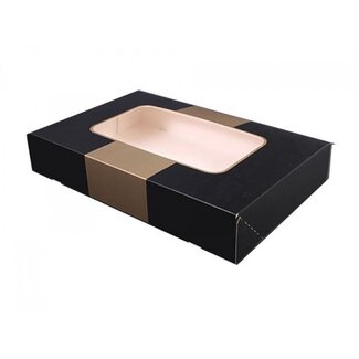 Catering boxes, 36x25x8cm with window, Black