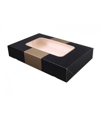 Cateringdozen, 36x25x8cm met venster, Zwart