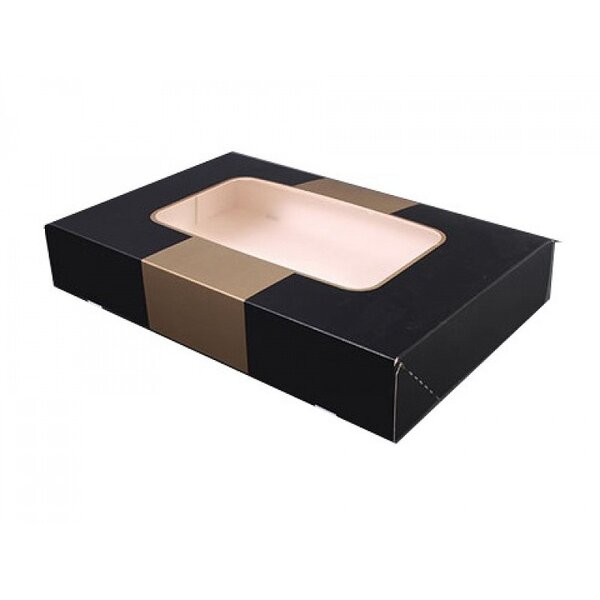 Catering boxes, 36x25x8cm with window, Black