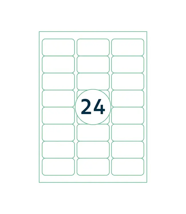 Westland Verpakkingen Zelfklevende printeretiketten op A4,  63,5×33,9 mm, (24)