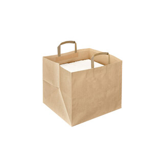 Kraft papieren blokbodemtas 36+31,5x36cm bruin