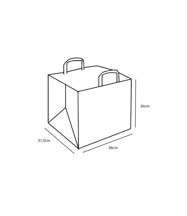 Kraft paper block bottom bag 36+31.5x36cm brown, flat handle