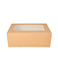 Gebaksdozen, 21x14x9 cm, bruin kraft, met venster
