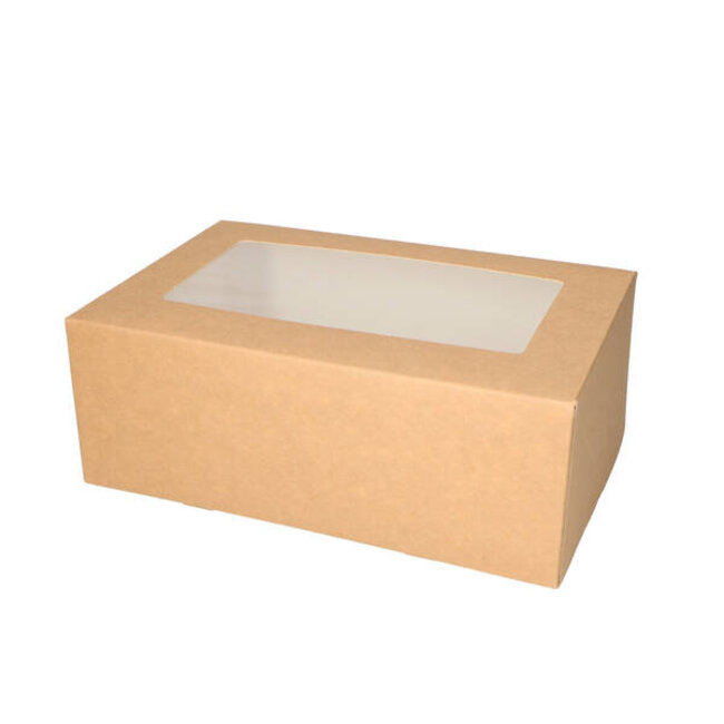 Cakebox, brown kraft, 21x14x9 cm , with window