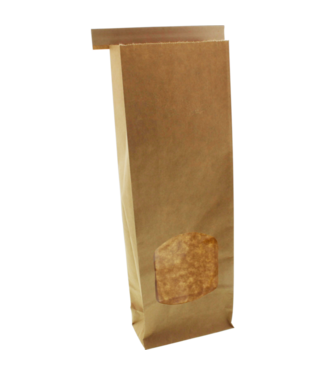 Food bag, Paper + PP, 47x260mm, x88mm, brown