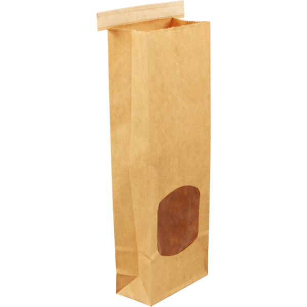 Levensmiddelenzak, Papier + PP, 47x260mm, x88mm, bruin