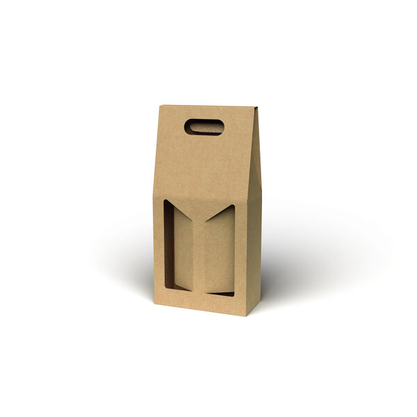 Bottlebox, brown kraft, 2 bottles "Liscio" , with handle