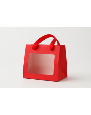 Westland Verpakkingen Red Gift Bag with PET Window – 18×11×13.5 cm