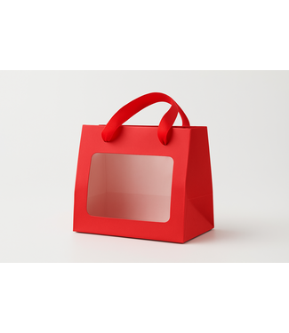 Westland Verpakkingen Cadeautas met PET-venster Rood – 18×11×13,5 cm