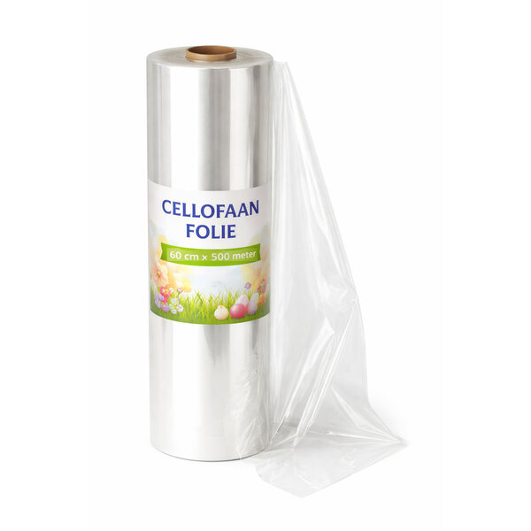 Cellofaanfolie op rol 60cm x 500m helder transparant – professionele inpakfolie voor cadeaus, chocolade en geschenkmanden