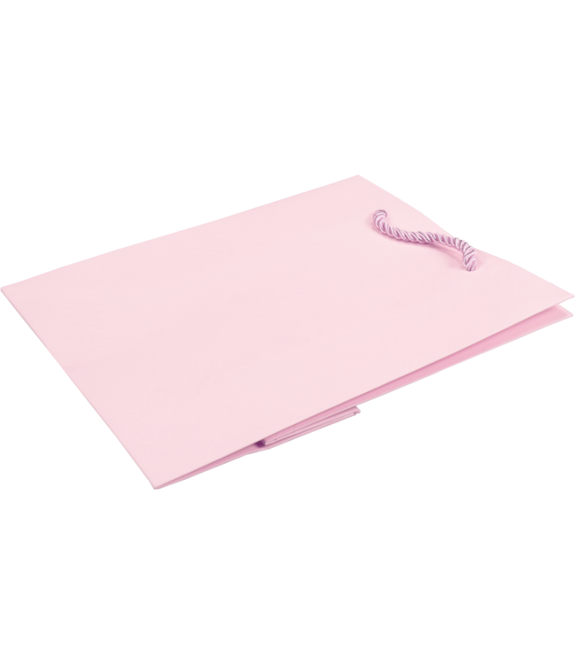Pastel pink paper carrier bag 18x10x23cm FSC – embossed – with cord handles – 10 pcs