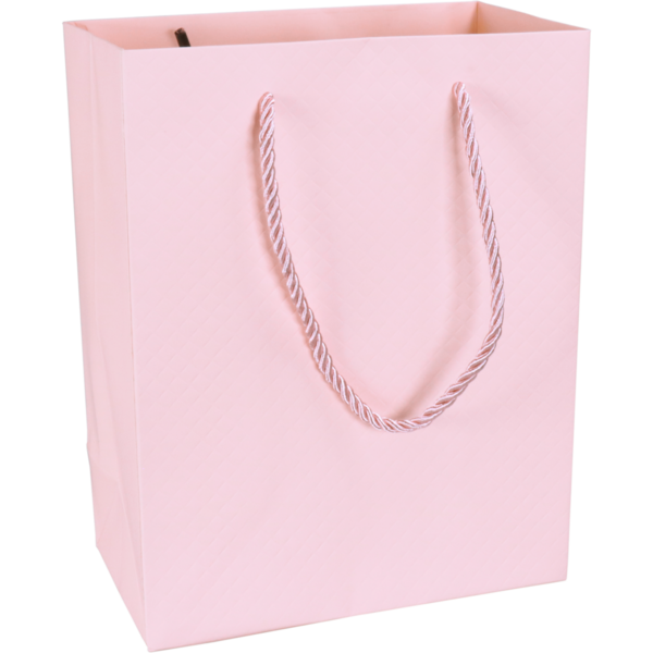 Papieren draagtas pastel roze 18x10x23cm FSC – embossed – met koord – 10 stuks