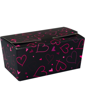  Ballotin Hearts black 250g 113x62x55mm – 50 pcs