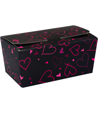 Ballotin Hearts zwart 250gr 113x62x55mm – 50 stuks