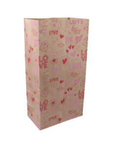  Blokbodemzak kraft Love notes 160x90x310mm – 50 stuks