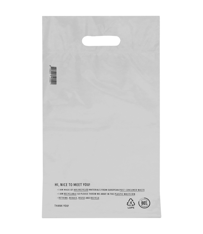 LDPE recycled mailing bags with handle and return strip 25x35+8cm – webshop bags – 250 pcs
