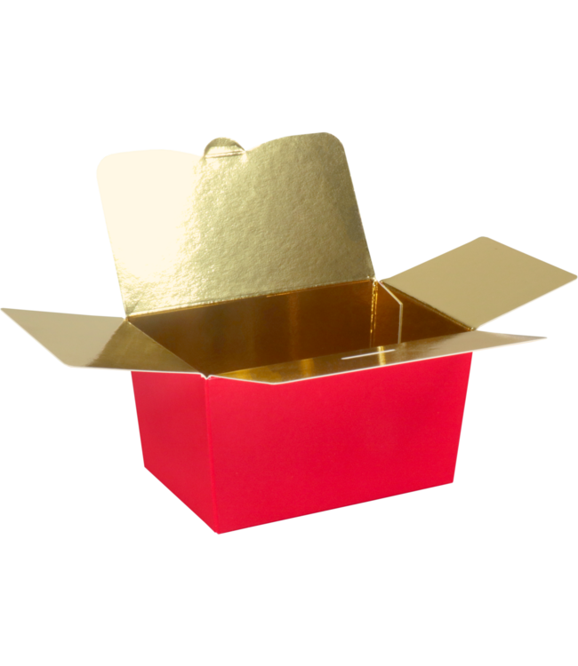 Luxury ballotin box red cardboard 150gsm 89x60x55mm with gold interior – 50 pcs
