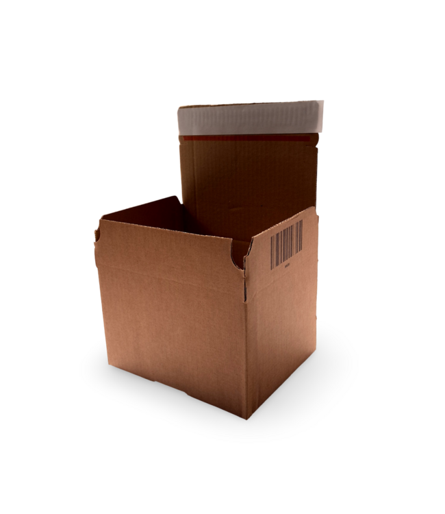 Autolock box MK26 brown – 210x180x130mm with automatic bottom and self-adhesive strip (15 pcs)