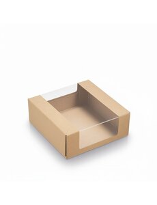  Kraft/PLA gebaksdoosje met venster 110x110x40mm (25 st)