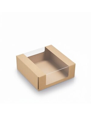  Kraft/PLA gebaksdoosje met venster 110x110x40mm (25 st)
