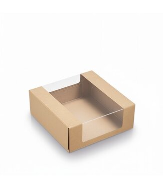 Kraft/PLA pastry box with window 110x110x40mm (25 pcs)